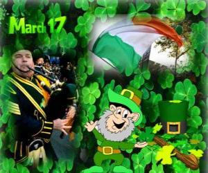 пазл 17 марта. День Святого Патрика является празднование ирландской культуры. Трилистник использоваться как символ Ирландии